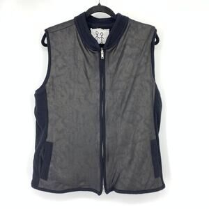 Pete & Greta Johnny Was Vest Womens XL Black Gray Faux Suede Knit Moto Full Zip